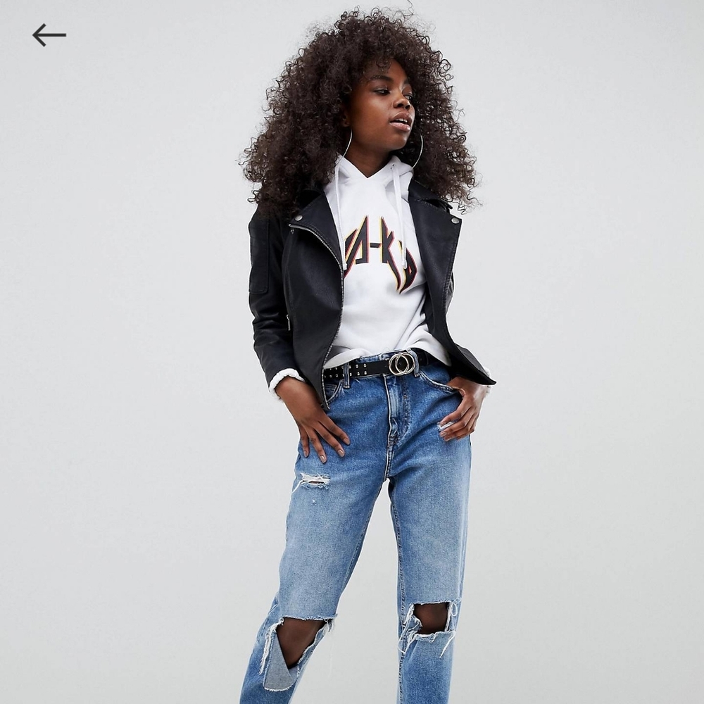 ASOS Noisy May Petite faux leather biker jacket